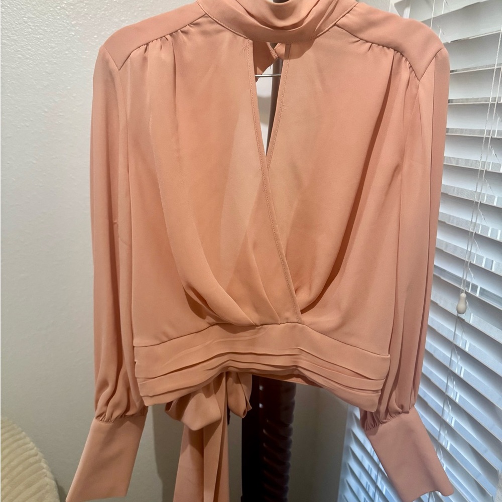 Chic Blush Wrap Blouse